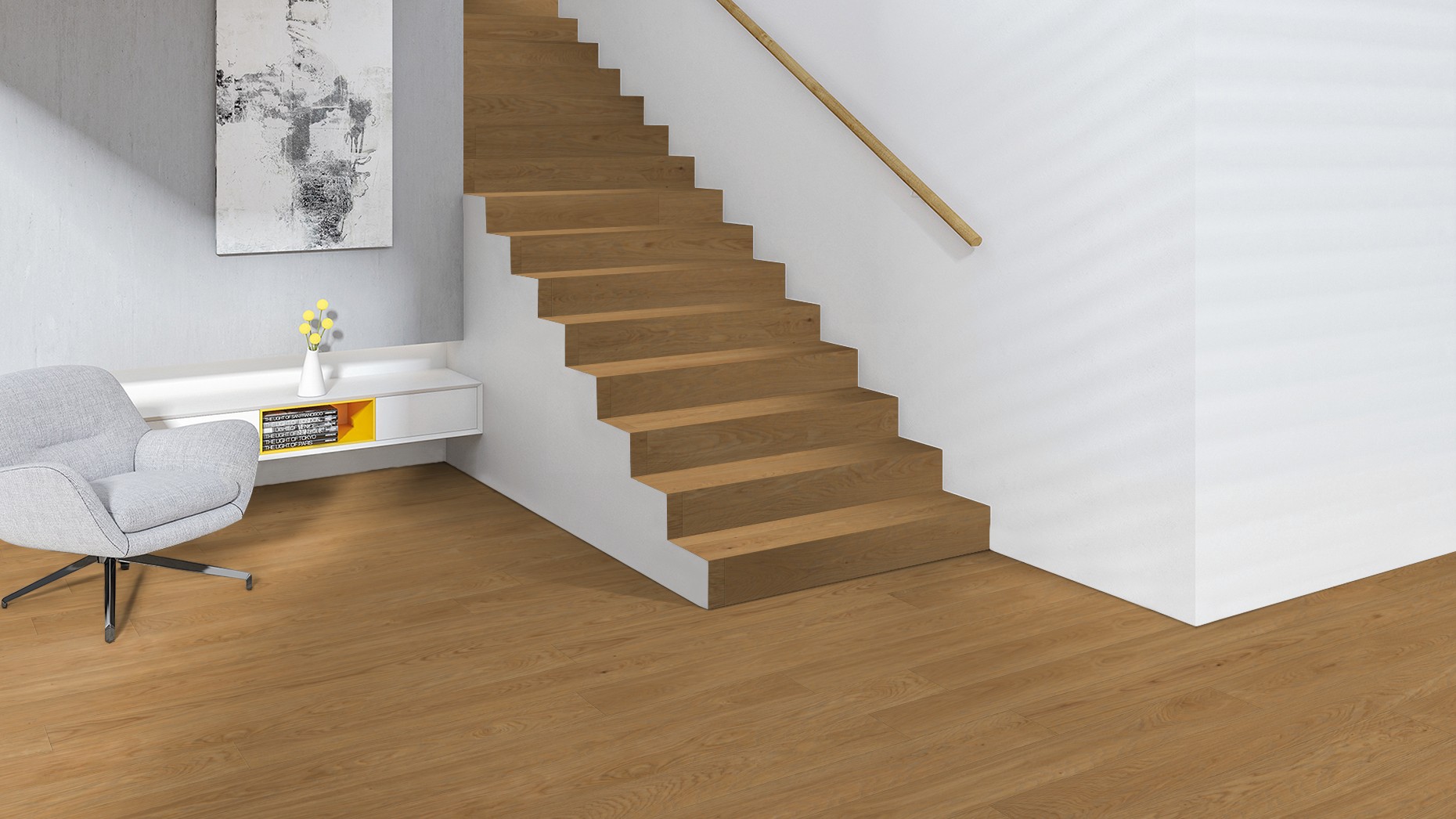 The made-to-measure parquet solution for your staircase. 